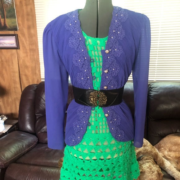 Gorgeous Vintage Floral Purple Blazer Jacket - Picture 2 of 9